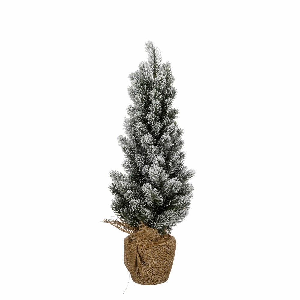 House of seasons - sapin de noël artificiel effet givre avec toile de jute h60