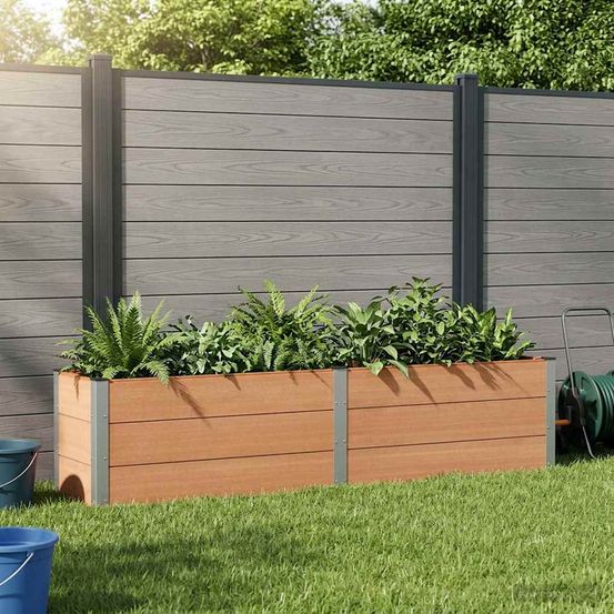 Longue jardinière surélevée wpc pour terrasse plantation linaire 250cm