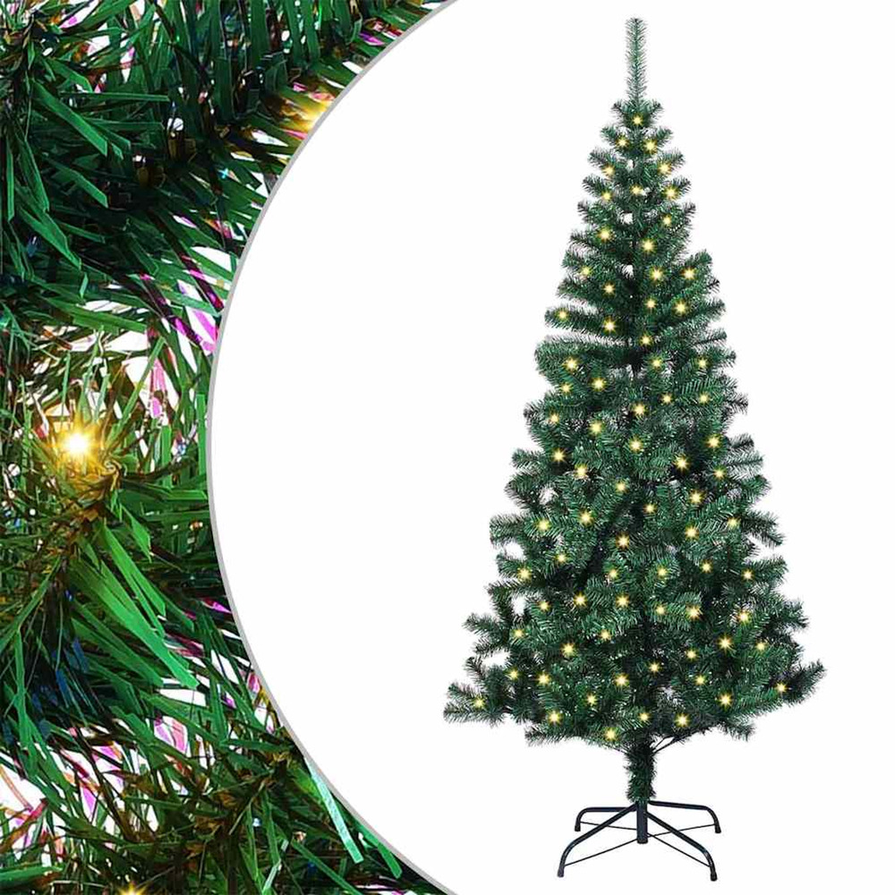 Sapin de noël artificiel pré-éclairé vert 150 cm pvc et métal