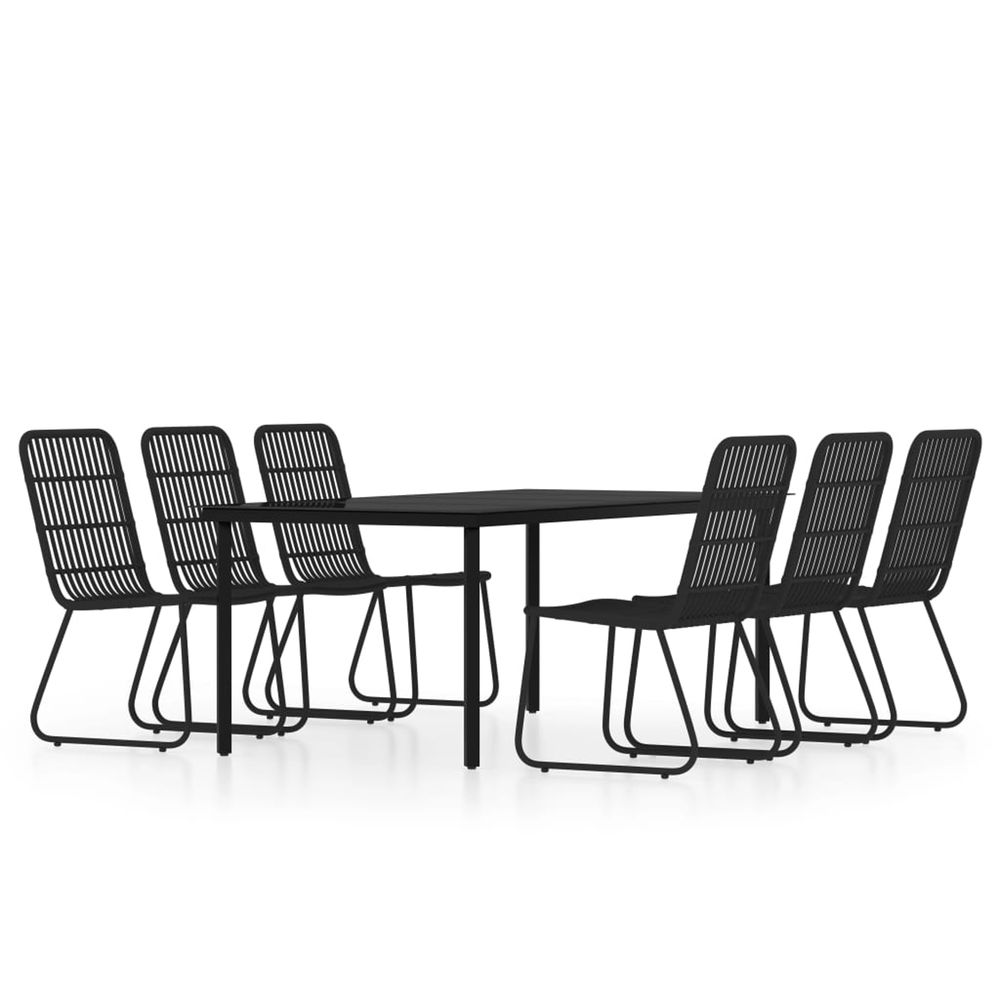 Ensemble à manger de jardin 7 pcs noir