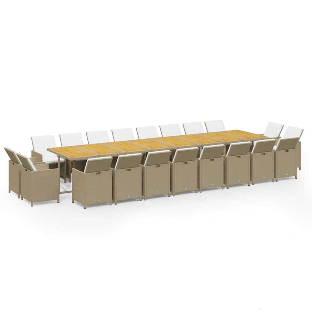 Ensemble à manger de jardin coussins 21 pcs résine tressée