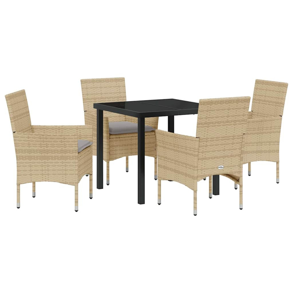 Ensemble de salle à manger pour jardin 5 pcs beige polyrotin