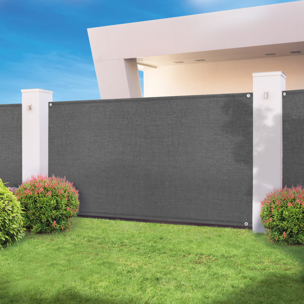 Brise vue haute densité 2 x 10 m gris 300 gr/m² qualité pro