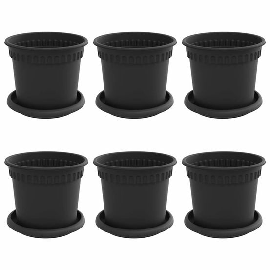 Pots de plantes 6 pc noir plastique