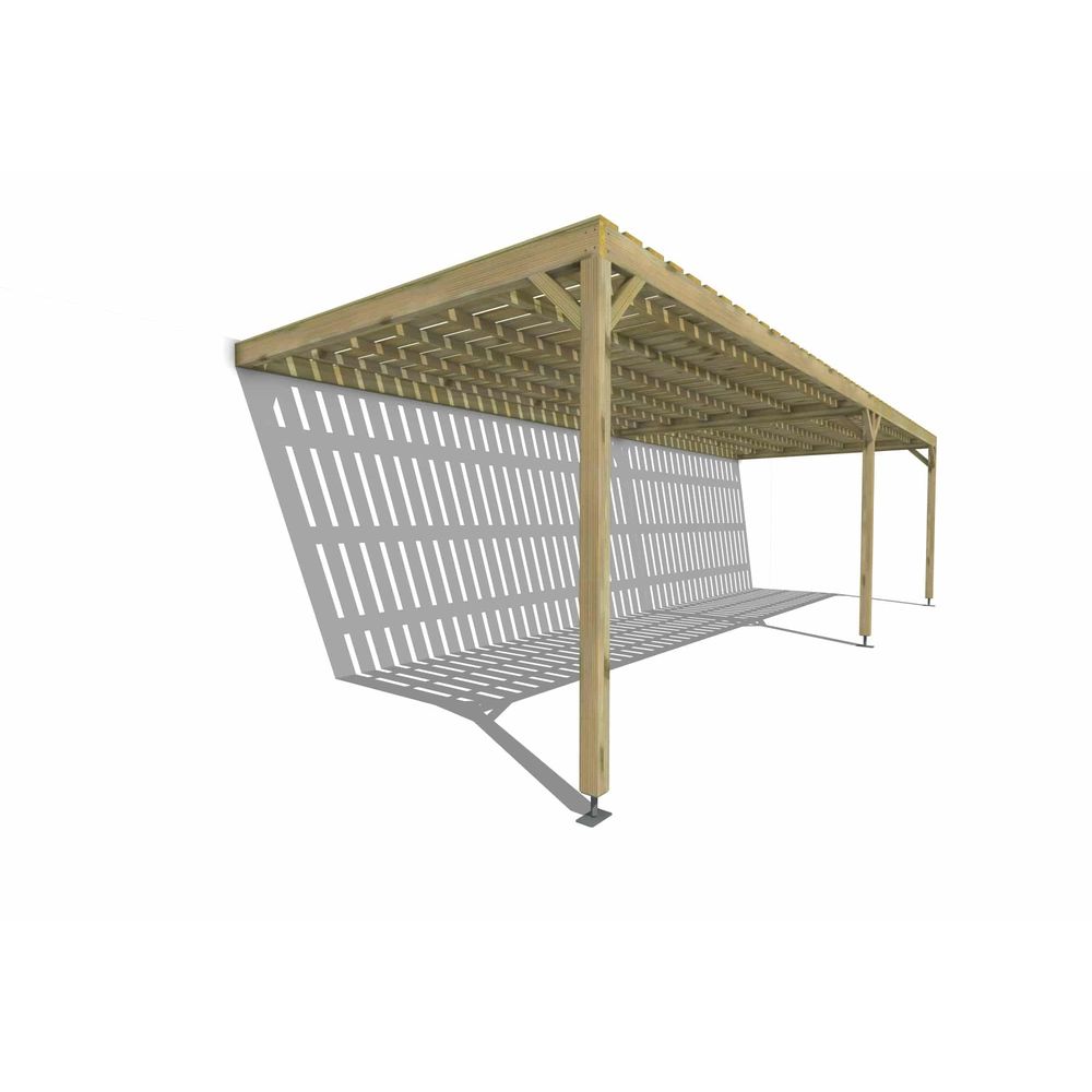 Pergola bois • 9m x 3m • adossée • sens largeur • platelage bois • livraison comprise