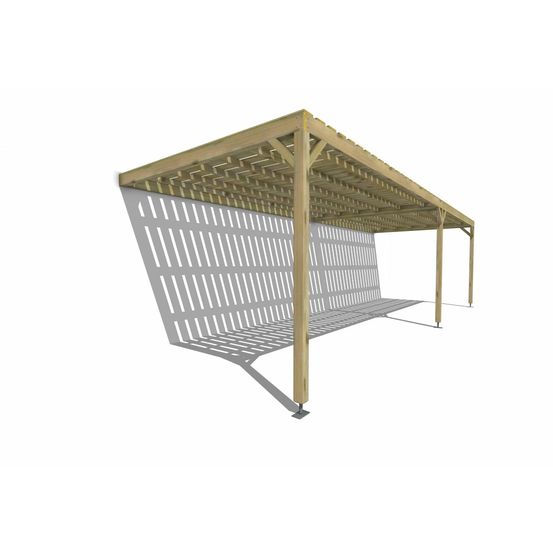 Pergola bois • 9m x 3m • adossée • sens largeur • platelage bois • livraison comprise