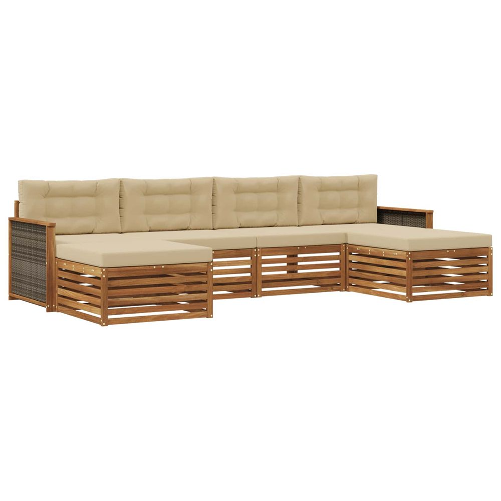 Ensemble de canapés d'extérieur 6 pc bois d'acacia massif