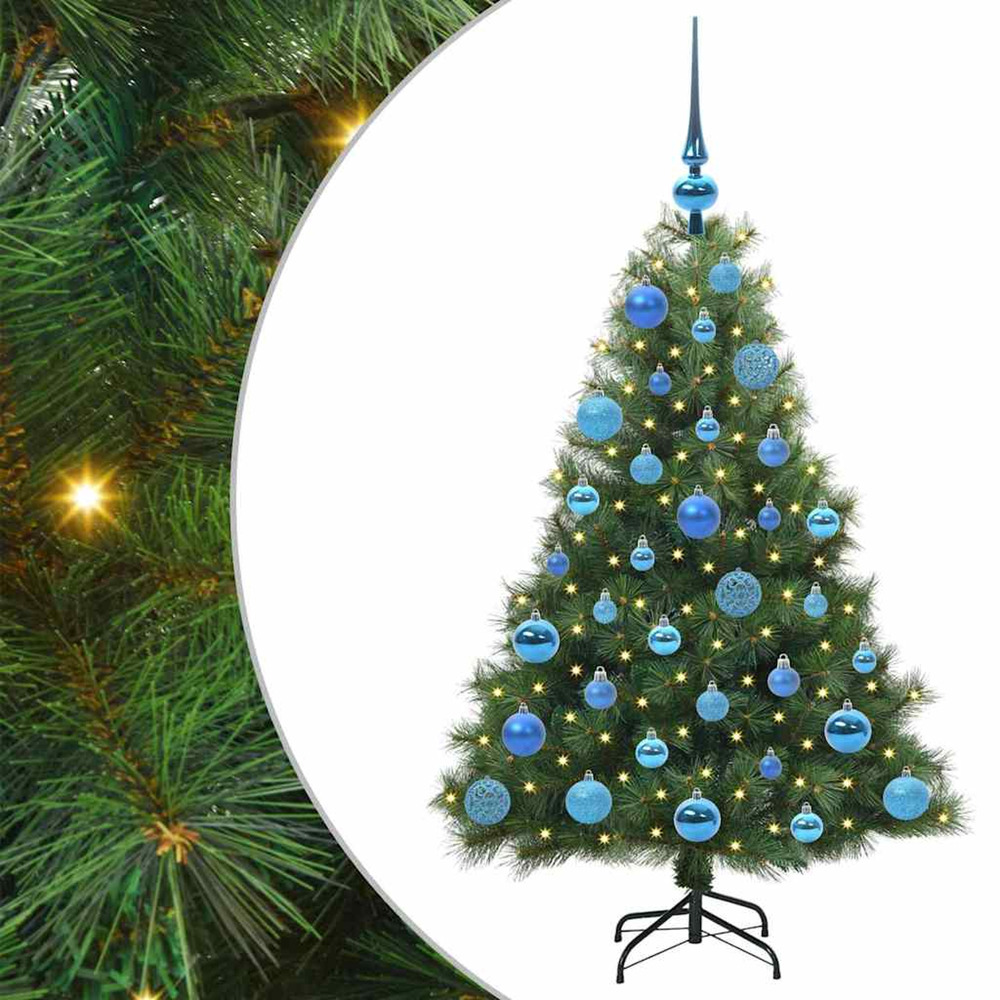 Sapin de noël artificiel avec 150 led vert 120 cm pe et pvc