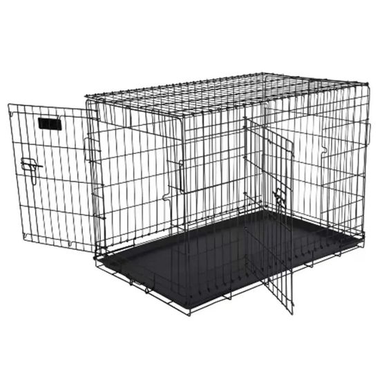 Cage métal grillagée avec plateau noir 107x70x75cm