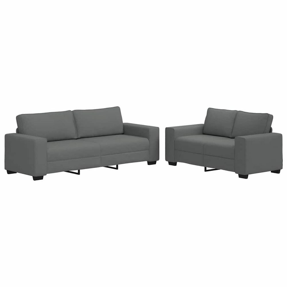 Ensemble de canapé 2 pcs avec coussins en tissu gris foncé