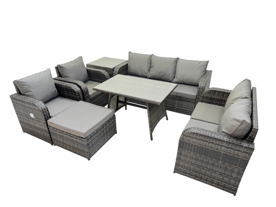 8 places dossier haut ensemble de meubles de jardin en rotin avec table à manger 3 places canapé d'amour grand tabouret