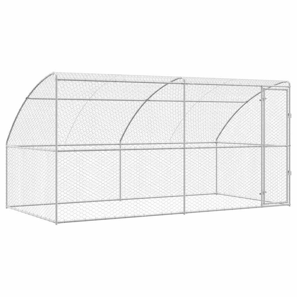 Kennel pour chiens 2 pc argenté 4 x 2 x 2 m acier galvanisé