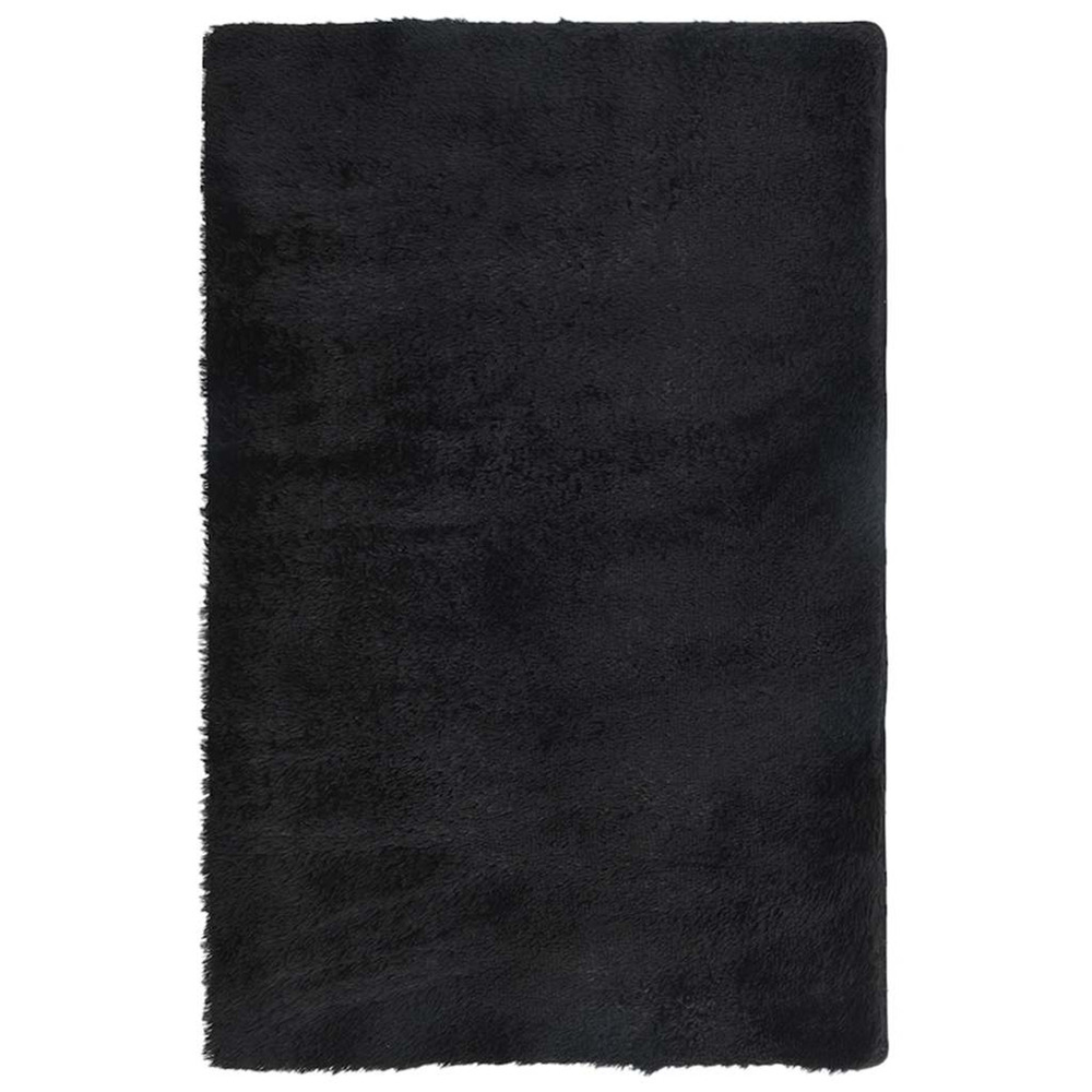 Tapis shaggy à poils longs navarra noir 130x200 cm polyester