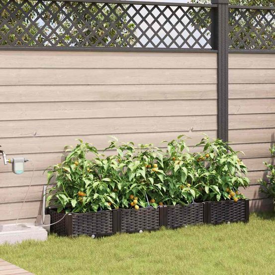 Jardinière rectangulaire acier avec irrigation pour jardin marron 160x40x22 cm