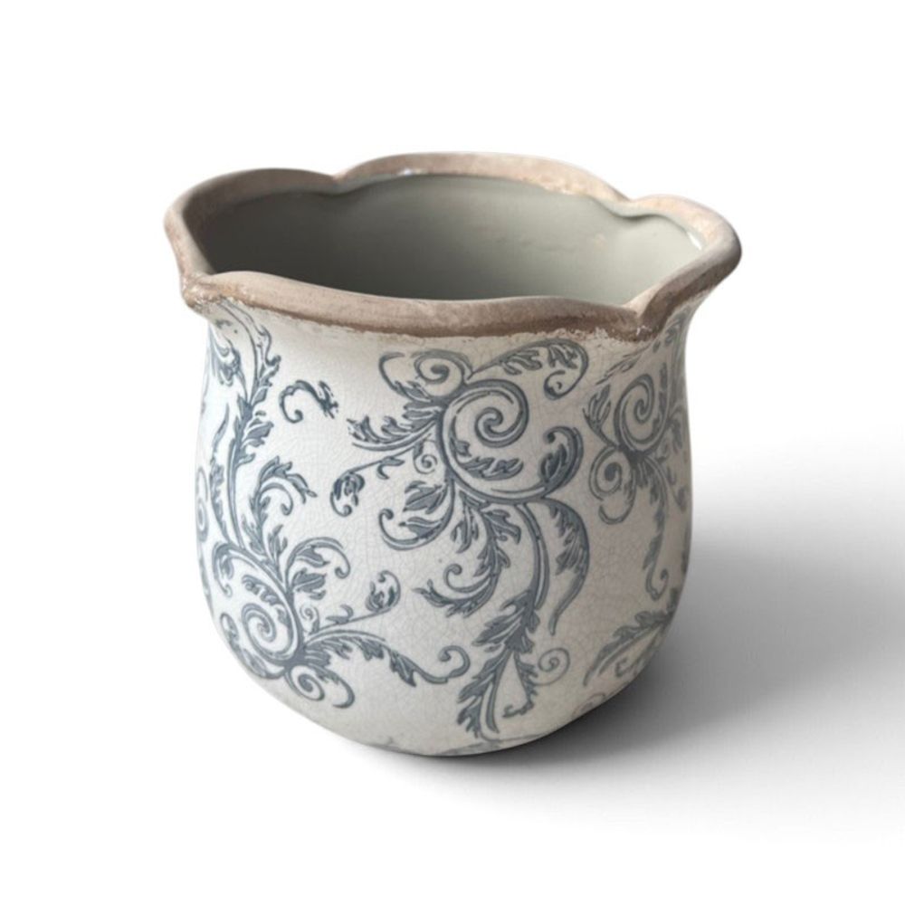 Pot de fleurs céramique beige 15x15x14cm