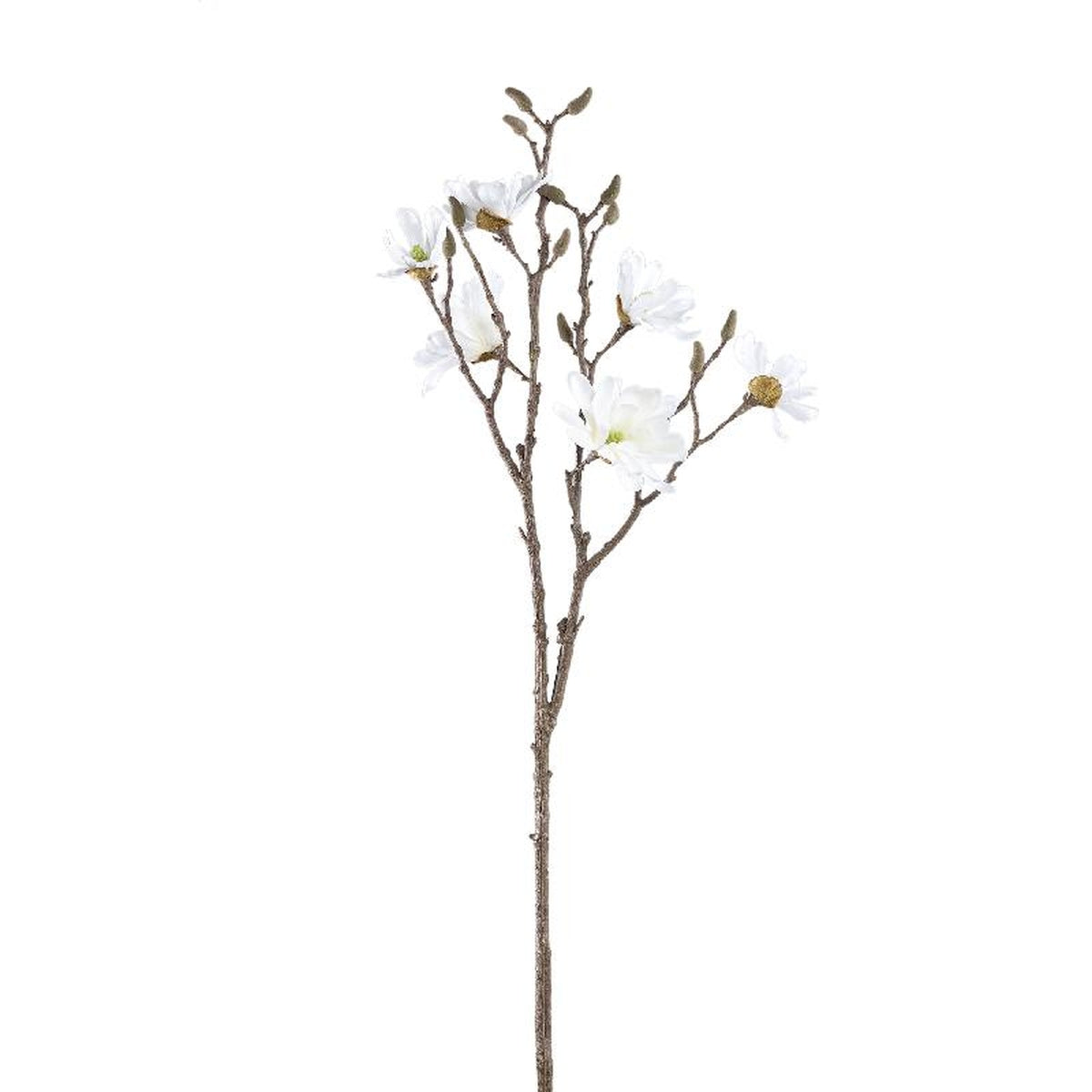 Ptmd fleur artificielle magnolia - 34x37x84 cm - plastique - blanc