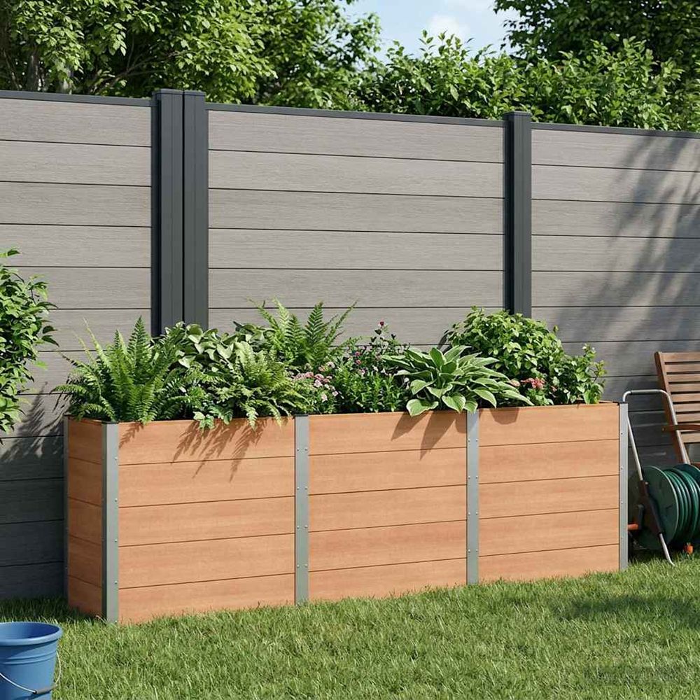 Très grand bac potager composite aluminium pour culture maraîchère fond ouvert marron 3m