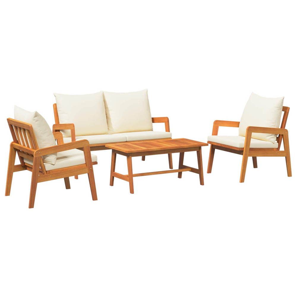 Ensemble bistrot 4 pcs marron et crème bois d'acacia massif