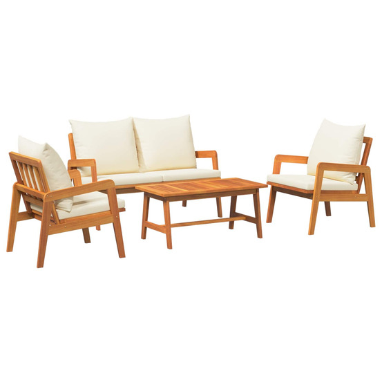 Ensemble bistrot 4 pcs marron et crème bois d'acacia massif