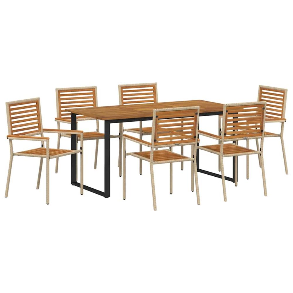 Ensemble de salle à manger pour jardin 7 pc beige