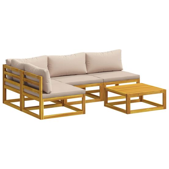 Ensemble de canapés 5 pc naturel bois d'acacia massif