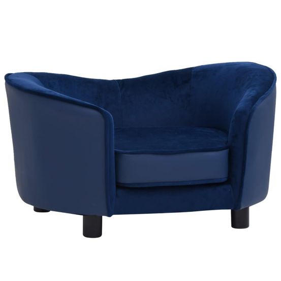 Canapé pour chien 69 cm peluche et synthétique bleu
