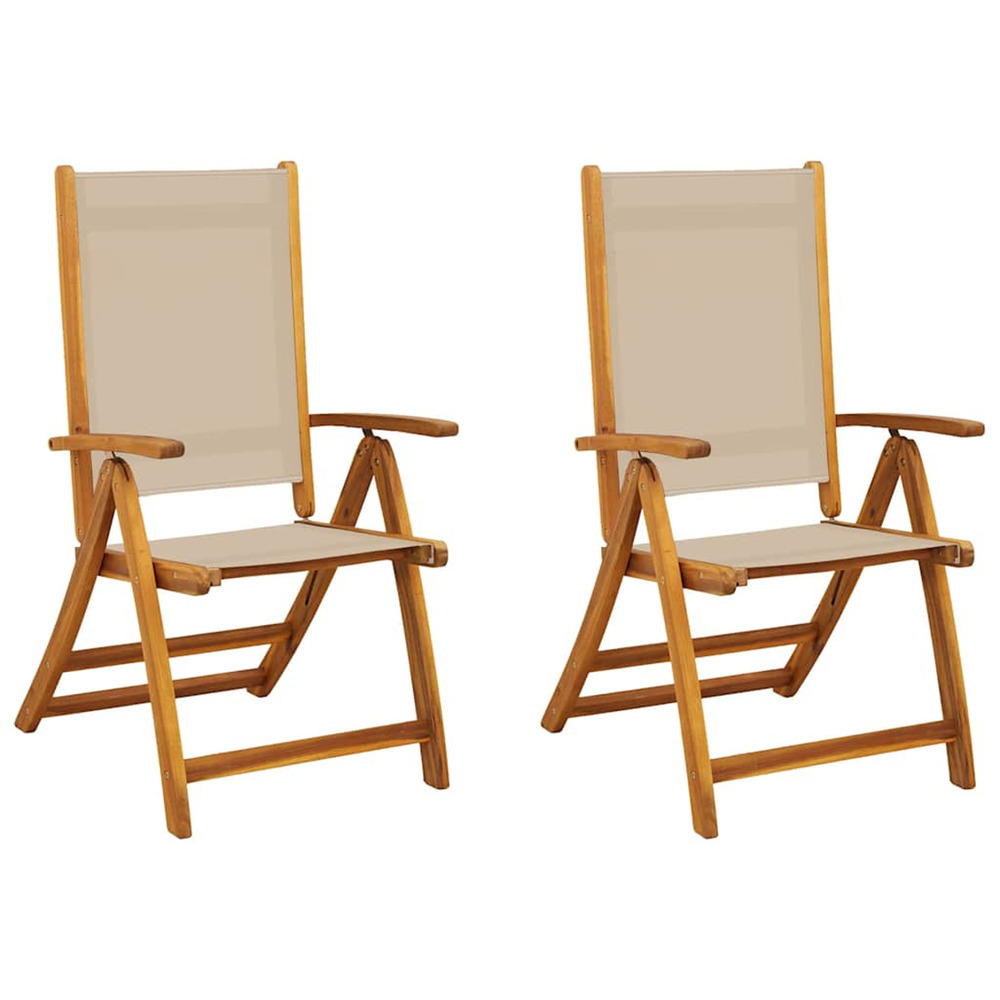 Chaises pliables de jardin lot de 2 bois d'acacia et textilène