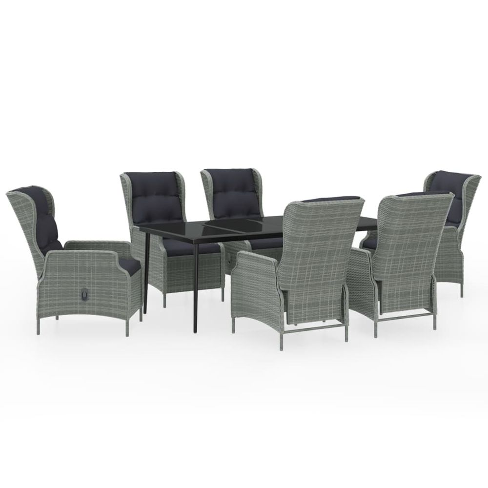Ensemble à manger de jardin 7 pcs gris clair