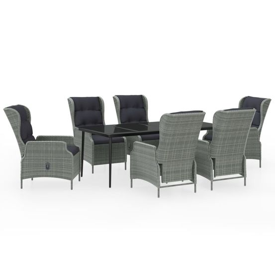 Ensemble à manger de jardin 7 pcs gris clair