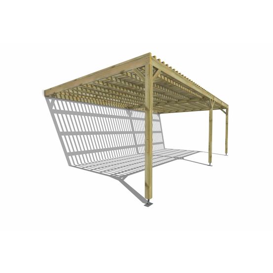 Pergola bois • 7m x 4m • adossée • sens largeur • lattage bois • livraison comprise