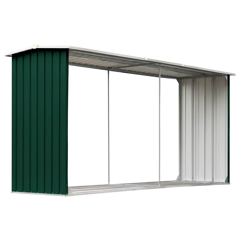 Abri de stockage de bois acier galvanisé 330x92x153 cm vert