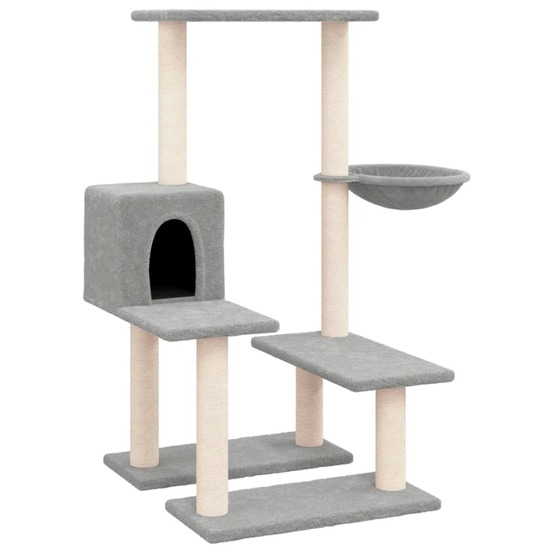 Arbre à chat meuble tour grimper jouet grattage grattoir escalade plateforme avec griffoirs en sisal clair 94,5 cm gris 02_00