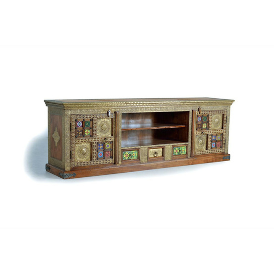 Meuble tv 3 tiroirs bronze bois-bronze or - philomène décoration d'autrefois