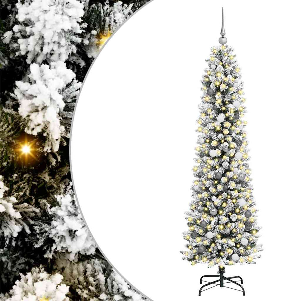Sapin de noël artificiel blanc 210 cm pvc, métal et plastique