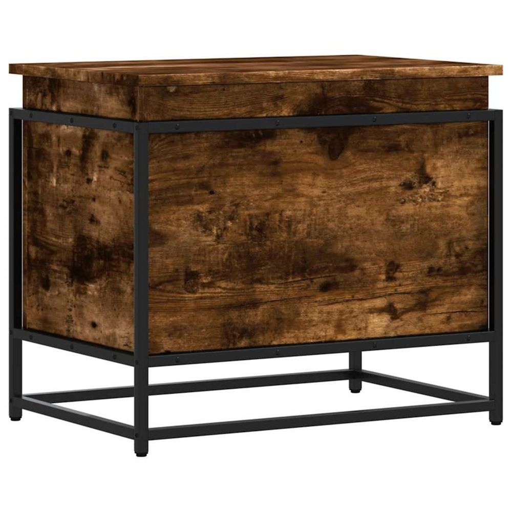 Boîte de rangement avec couvercle chêne fumé bois d'ingénierie