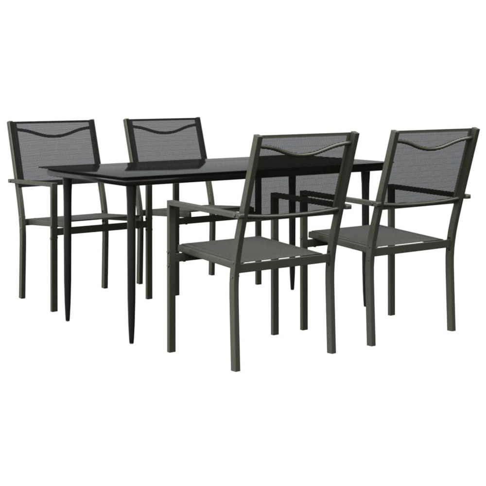 Ensemble à manger de jardin 5 pcs noir textilène et acier