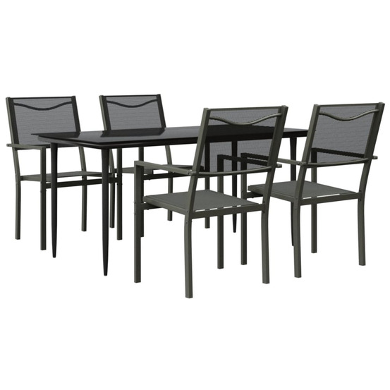 Ensemble à manger de jardin 5 pcs noir textilène et acier