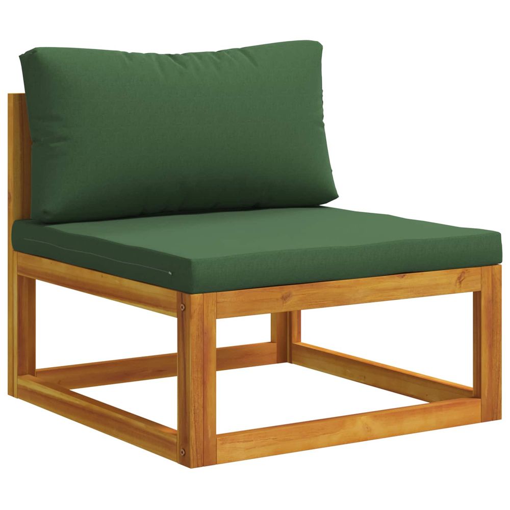 Canapé central modulable avec coussins bois d'acacia massif