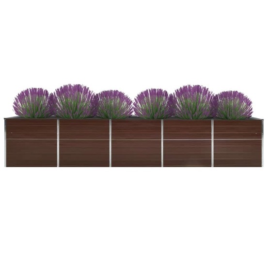 Lit surélevé de jardin acier galvanisé 400x80x45 cm marron