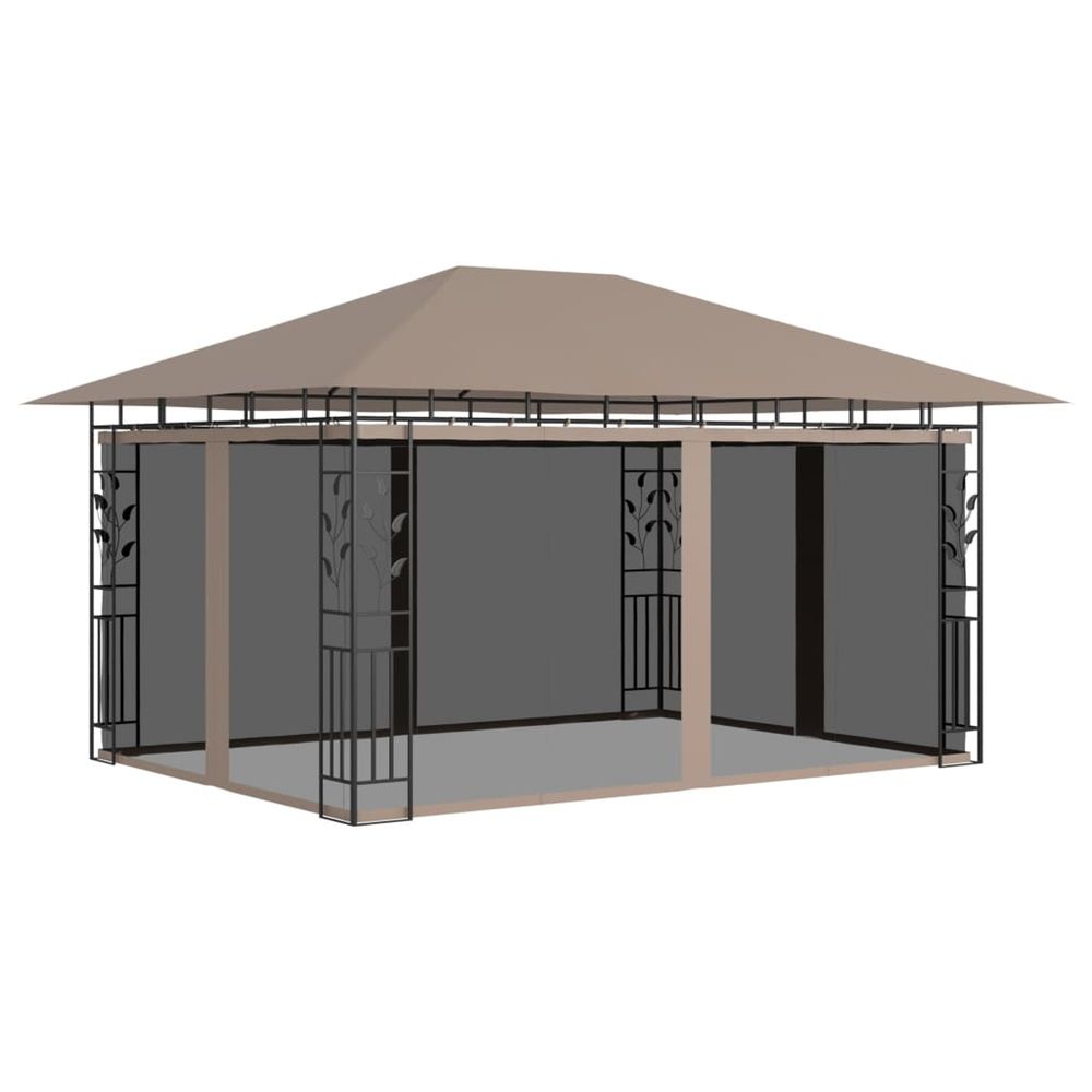 Belvédère avec moustiquaire 4x3x2,73 m taupe 180 g/m²