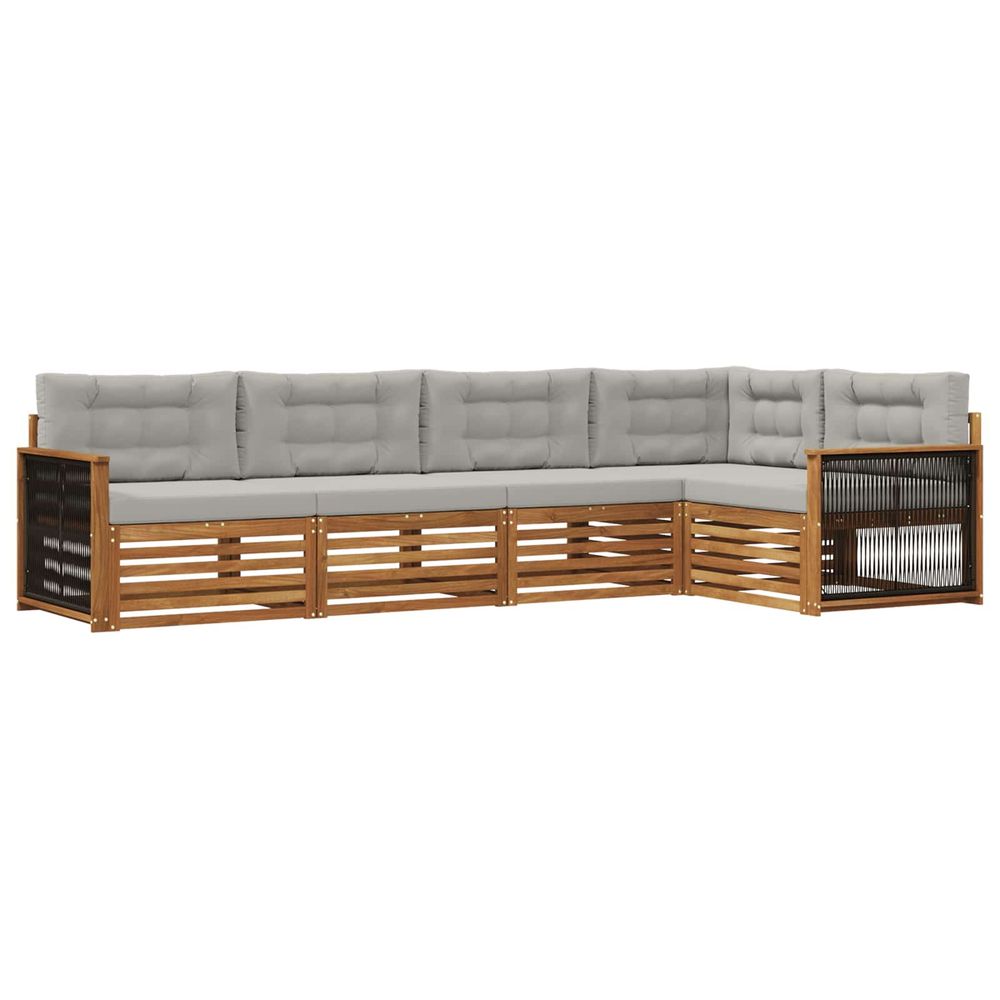 Ensemble de canapés d'extérieur 5 pc naturel et gris clair