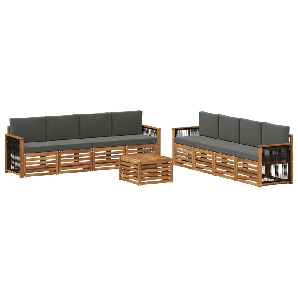 Ensemble de canapés d'extérieur 9 pc naturel et anthracite