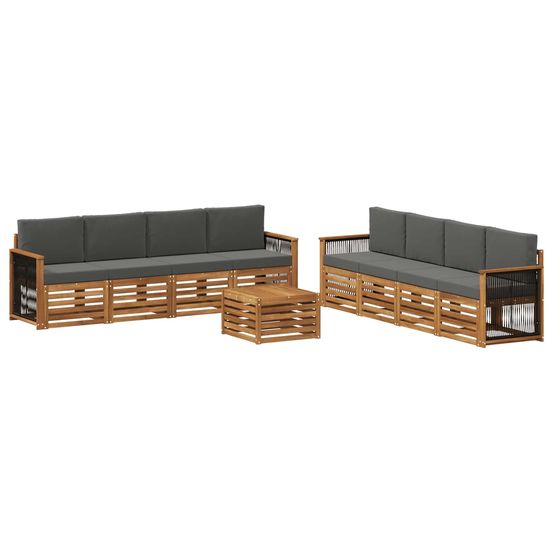 Ensemble de canapés d'extérieur 9 pc naturel et anthracite