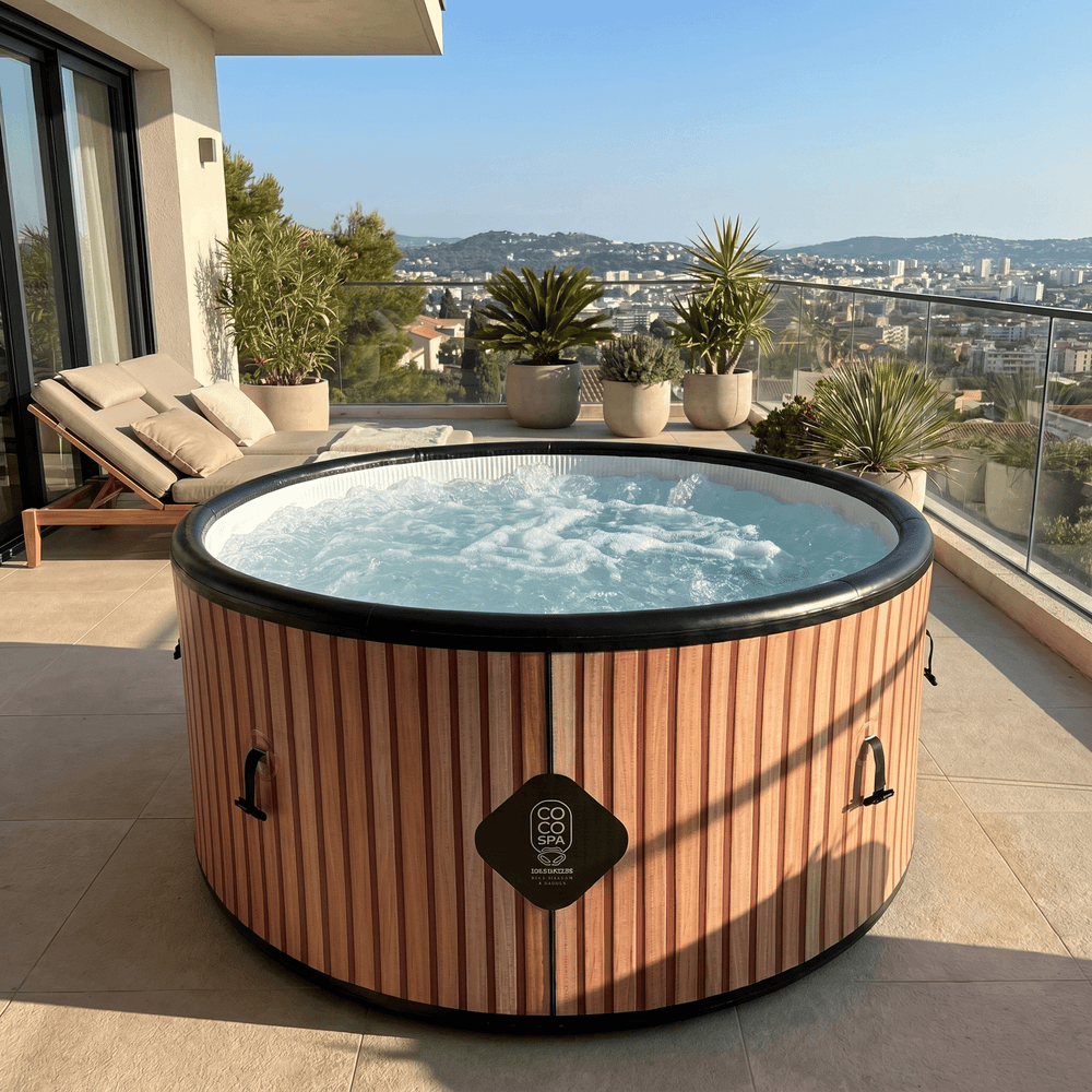 Spa gonflable chauffant & massant imitation bois 150 cm