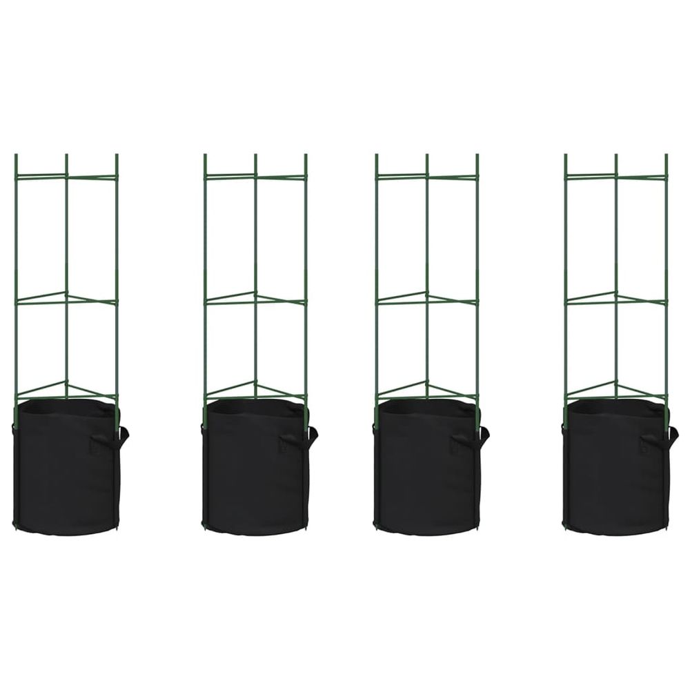 Cages à tomates avec sacs à plantes 4 pcs 116 cm acier et pp