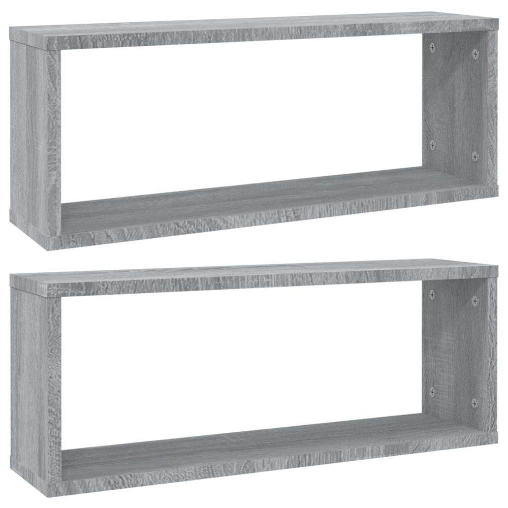 Étagères murales cube 2 pcs sonoma gris 60x15x23 cm bois