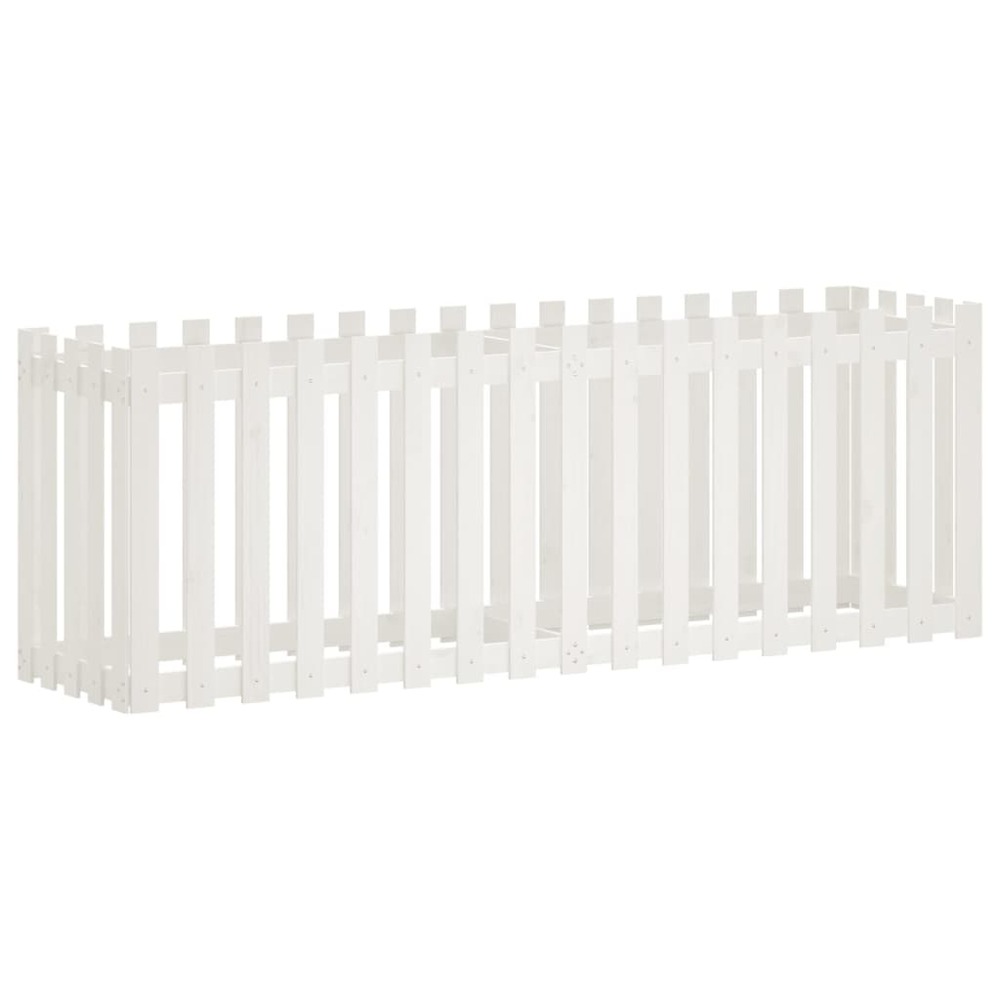 Jardinière bac lit surélevé plantes fleurs terrasse jardin de jardin design de clôture 200 x 50 x 70cm pin massif blanc 02_00