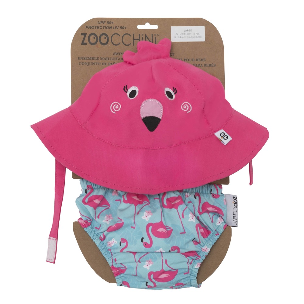 Maillot et chapeau flamant rose (6-12m)