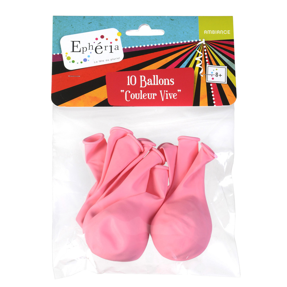 10 ballons gonflables couleur vive - rose