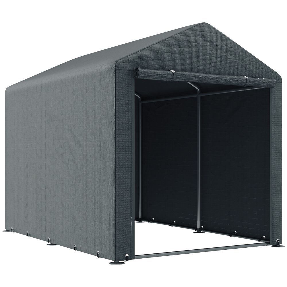 Tente de stockage toile pe extérieur garage vélos outils porte zippée 160x218x172cm gris - comfortxl outdoor living